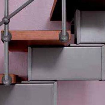 Escalier en L métal et bois Magia 90Xtra l.90 cm 11 marches gris Fonte/cerisier