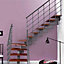 Escalier en L métal et bois Magia 90Xtra l.90 cm 14 marches gris fonte/cerisier