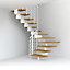 Escalier en U métal et bois Magia 90Xtra l.70 cm 12 marches blanc/chêne