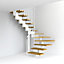 Escalier en U métal et bois Magia 90 l.70 cm 12 marches blanc/chêne