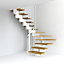Escalier en U métal et bois Magia 90 l.80 cm 12 marches blanc/chêne