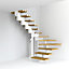 Escalier en U métal et bois Magia 90 l.90 cm 12 marches blanc/chêne
