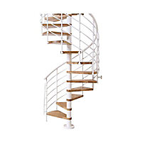 Escalier hélicoïdal métal et bois Magia 70Xtra Ø150 cm 12 marches blanc/chêne