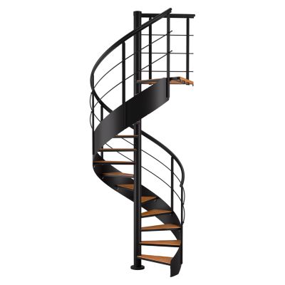 Escalier hélicoïdal FORTIA hêtre et acier noir 13 marches Carilo Ø140cm tournant gauche