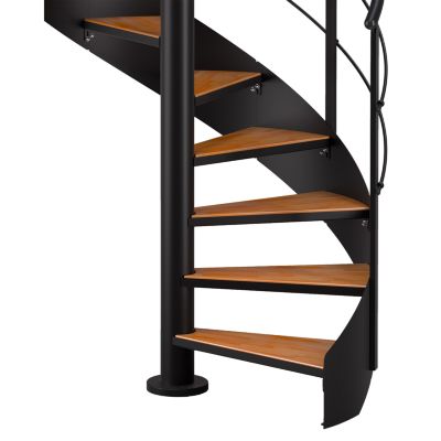 Escalier hélicoïdal FORTIA hêtre et acier noir 13 marches Carilo Ø140cm tournant gauche