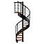 Escalier hélicoïdal FORTIA hêtre et acier noir 13 marches Carilo tournant droit