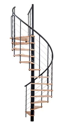 Escalier hélicoïdal FORTIA hêtre et acier noir 13 marches Dalaman