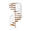 Escalier hélicoïdal métal et bois Magia 70Xtra Ø130 cm 12 marches blanc/chêne