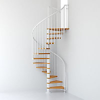 Escalier métal et bois Magia 70 Ø110 cm 12 marches + palier blanc/clair