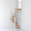 Escalier métal et bois Magia 70 Ø130 cm 11 marches + palier blanc/clair