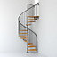 Escalier métal et bois Magia 70 Ø130 cm 11 marches + palier gris fonte/clair