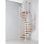 Escalier métal et bois Magia 70 Ø150 cm 12 marches + palier blanc/chêne