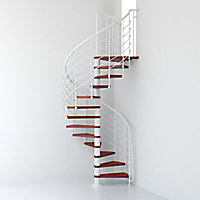 Escalier métal et bois Magia 70xtra Ø110 cm 14 marches + palier blanc/cerisier