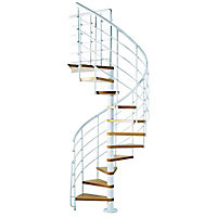 Escalier métal et bois Magia 70Xtra Ø130 cm 11 marches blanc/clair