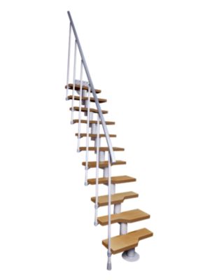 Escalier modulaire Atrium Mini 11 marches hêtre naturel, RAL 9003