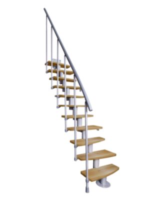 Escalier modulaire Atrium Mini Plus 11 marches hêtre naturel, RAL 9006
