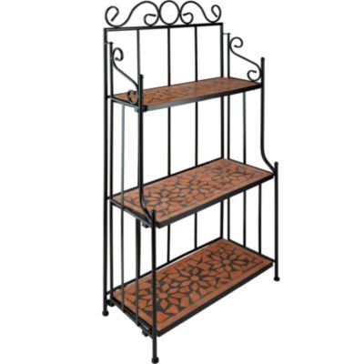 Escalier à plantes avec 3 étagères en mosaïque marron terracotta