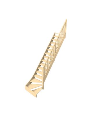 Escalier Quart Tournant Bas Brosses Sapin  Bas à Droite Sans Contremarche   H Sol Sol 280 Cm