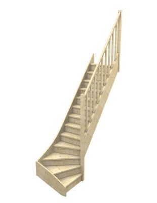 Escalier Quart Tournant Bas Ceigne Sapin  Bas à Droite Avec Contremarches   H Sol Sol 280 Cm