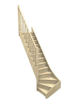 Escalier Quart Tournant Bas Ceigne Sapin  Bas à Gauche Avec Contremarches   H Sol Sol 280 Cm
