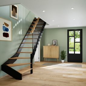 Escalier quart tournant droit FORTIA bois et aluminium noir Gagliano