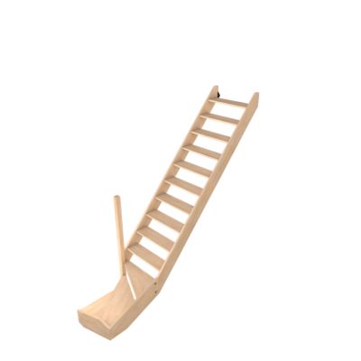Escalier quart tournant droit Fortia hêtre coloris naturel 13 marches Siderno sans contremarches