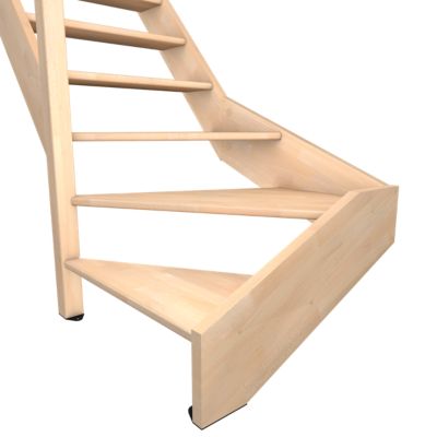 Escalier quart tournant droit Fortia hêtre coloris naturel 13 marches Siderno sans contremarches