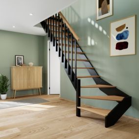 Escalier quart tournant gauche FORTIA bois et aluminium noir Gagliano