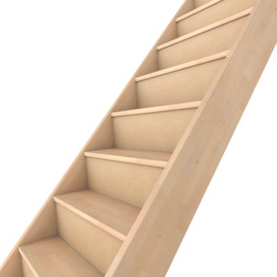 Escalier quart tournant gauche Fortia hêtre coloris naturel 13 marches Siderno avec contremarche