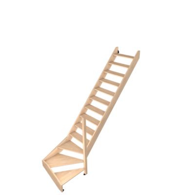 Escalier quart tournant gauche Fortia hêtre coloris naturel 13 marches Siderno sans contremarche