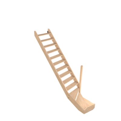 Escalier quart tournant gauche Fortia hêtre coloris naturel 13 marches Siderno sans contremarche