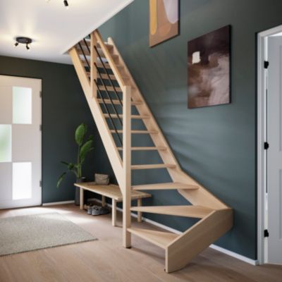 Main Courante En Hêtre Barre De Garde-corps En Bois 100 Cm Poignée D'escalier Poignée Kit | Leroy Merlin