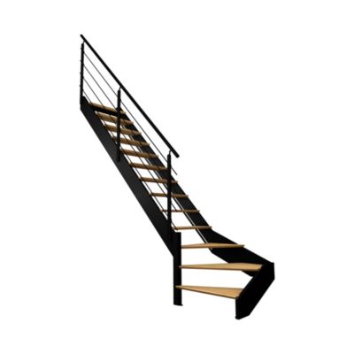 Escalier quart-tournant gauche noir avec garde-corps à LED intégrées, Spectra KORDO