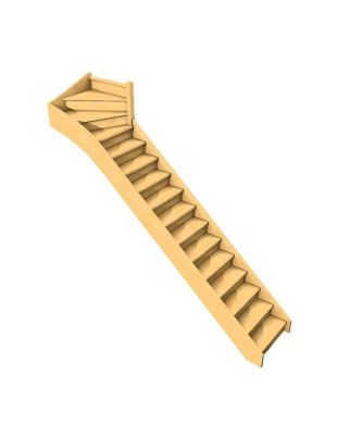 Escalier Quart Tournant Haut Furka  Haut à Droite Avec Contremarches Sapin  H Sol Sol 288 Cm