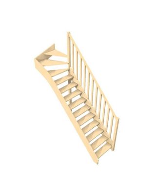 Escalier Quart Tournant Haut Neronne Sapin  Haut à Droite Sans Contremarche   H Sol Sol 280 Cm