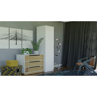 ESME - Armoire simple style scandinave - 1 porte - 50x50x180 cm - BLANC