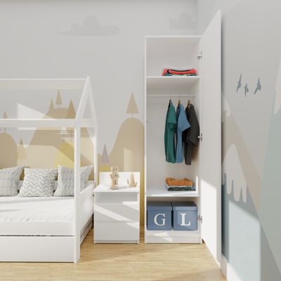 ESME - Armoire simple style scandinave - 1 porte - 50x50x180 cm - BLANC
