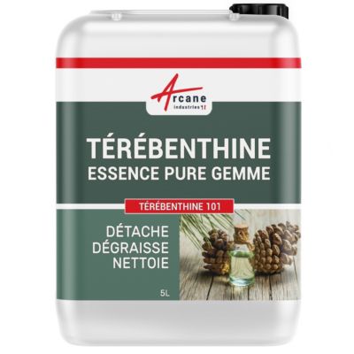 Essence de térébenthine pure gemme bois : TEREBENTHINE 101  - 5 L - ARCANE INDUSTRIES