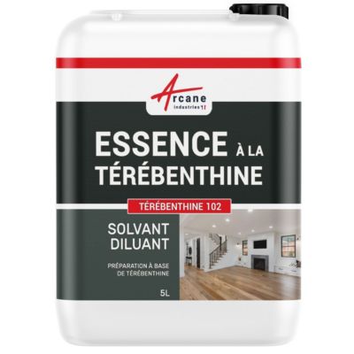 Essence à la térébenthine pour entretien bois, pierre, cuir...  : TEREBENTHINE 102  - 5 L - ARCANE INDUSTRIES