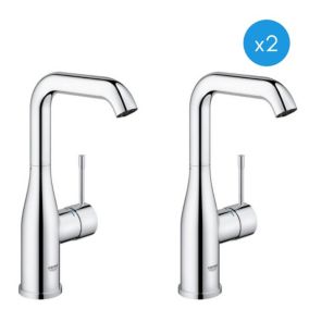 Essence - Lot de 2 mitigeurs monocommande pour lavabo, 1/2" Taille L (23541001-DUO)