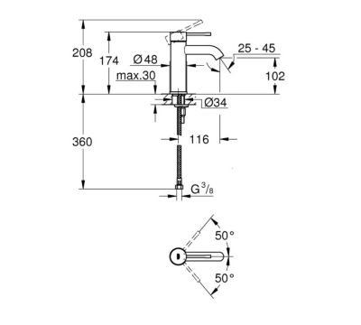 Essence Mitigeur monocommande taille S avec cartouche en céramique, Hard graphite brossé (24172AL1)