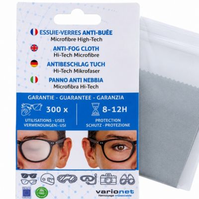 Essuie-verres anti buée 15 X 18 cm Efficace 12h et 300 Utilisations x 5 Varionet
