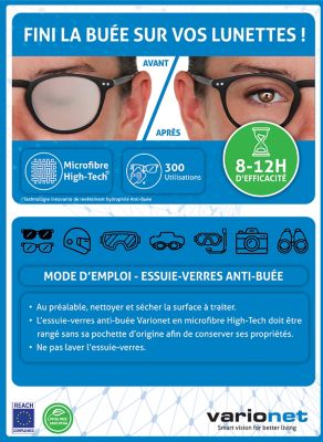 Essuire-verres anti-buée microfibre high-tech Varionet