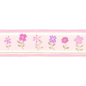 ESTAhome frise de papier peint adhésive fleurs rose clair - 17,06 cm x 5 m - 170001