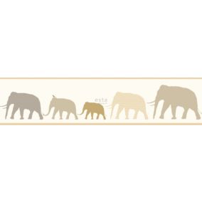 ESTAhome frise papier peint intissé XXL éléphants beige - 50 x 400 cm - 157322