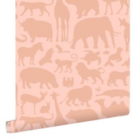 ESTAhome papier peint animaux rose terracotta - 0.53 x 10.05 m - 139789