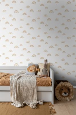 ESTAhome papier peint arcs en ciel beige et blanc 53 cm x 10.05 m
