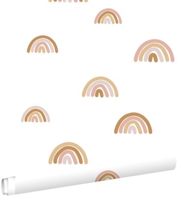 ESTAhome papier peint arcs en ciel rose terracotta 53 cm x 10.05 m