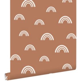 ESTAhome papier peint arcs en ciel terracotta et blanc - 0,53 x 10,05 m - 139383