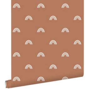 ESTAhome papier peint arcs en ciel terracotta et blanc - 50 x 900 cm - 139384